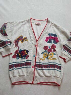 Vintage 90s girls L / Women's XS-S Celebration sweater recess letterman cardigan
